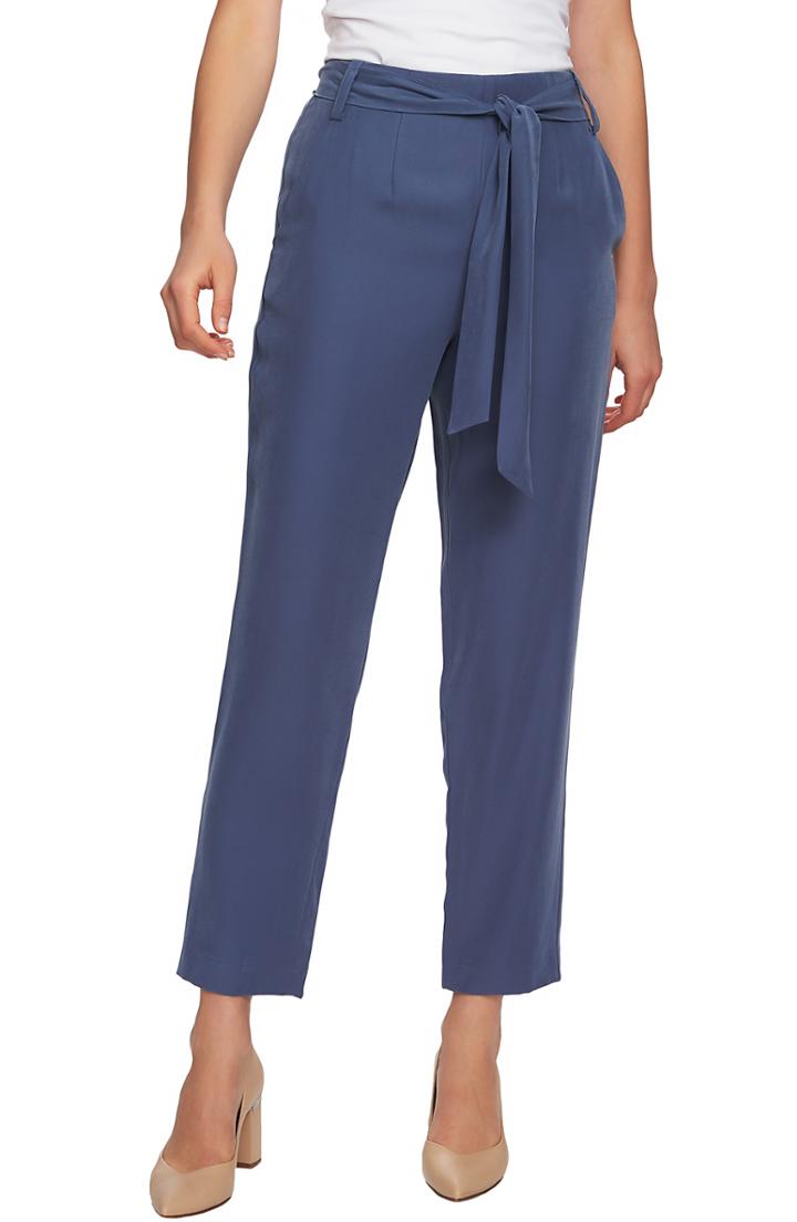 Women's 1.state Flat Front Tie Waist Slim Pants - Blue