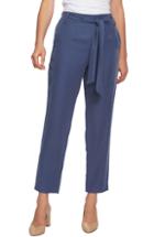 Women's 1.state Flat Front Tie Waist Slim Pants - Blue