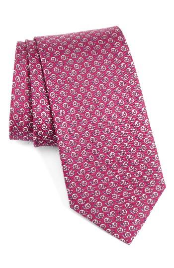 Men's Salvatore Ferragamo Abstract Snail Print Silk Tie, Size - Pink