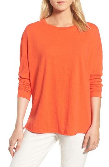Women's Eileen Fisher Organic Cotton Knit Top, Size - Red
