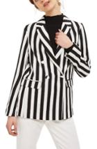 Women's Topshop Ella Stripe Suit Jacket Us (fits Like 6-8) - Black