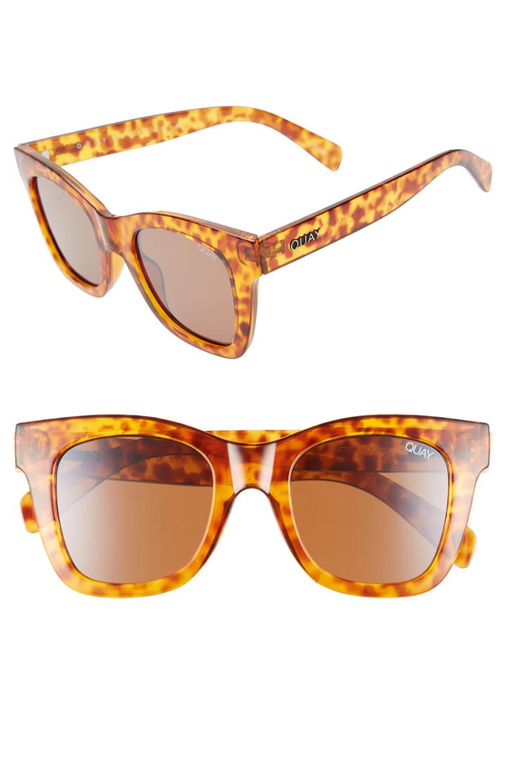 Women's Quay Australia After Hours 50mm Square Sunglasses - Orange Tort / Brown