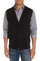 Men's Nordstrom Men's Shop Merino Button Front Sweater Vest - Black