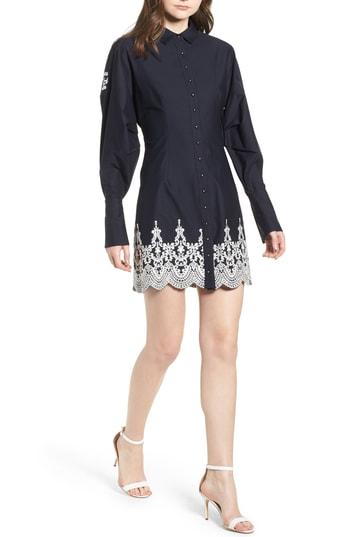 Women's Elliatt Bridges Embroidered Shirtdress - Blue