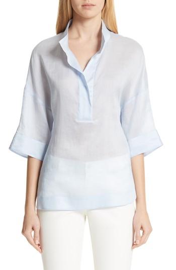 Women's Lafayette 148 New York Silvia Blouse, Size - Blue