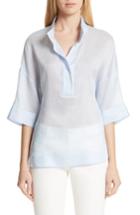 Women's Lafayette 148 New York Silvia Blouse, Size - Blue