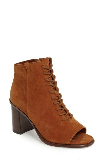 Women's Frye Amy Open Toe Bootie .5 M - Brown