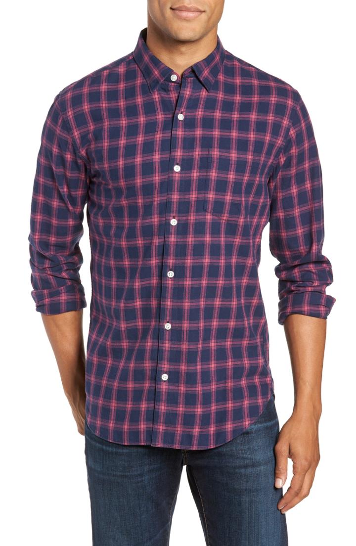 Men's Bonobos Slim Fit Brushed Twill Sport Shirt, Size R - Blue
