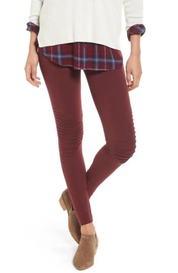 Women's Nordstrom Moto Washed Cotton Blend Leggings - Red