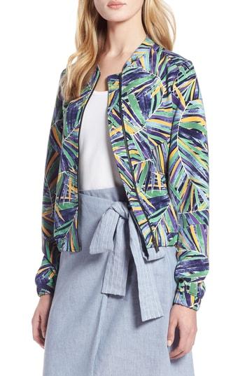 Women's Halogen Print Bomber Jacket - Green