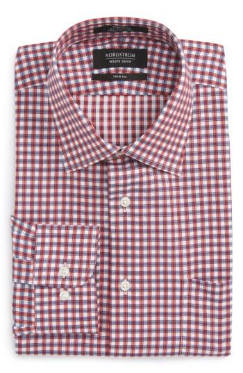 Men's Nordstrom Men's Shop Trim Fit Non-iron Check Dress Shirt 32/33 - Red