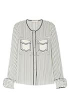 Women's Tory Burch Trompe L'oeil Silk Blouse - Beige