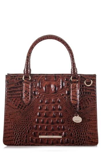 Brahmin Small Camille Embossed Leather Satchel - Brown