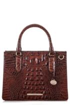 Brahmin Small Camille Embossed Leather Satchel - Brown