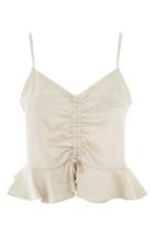 Women's Topshop Ruby Ruched Satin Camisole Top Us (fits Like 0) - Ivory