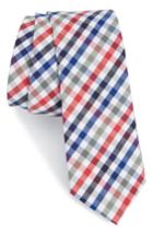 Men's Nordstrom Men's Shop Charlie Plaid Cotton Skinny Tie, Size - Red
