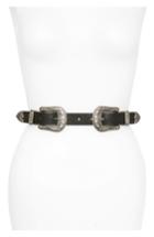 Women's Accessory Collective Double Buckle Faux Leather Belt - Black/ Silver