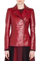 Women's Akris Punto Patent Leather Biker Jacket - Red