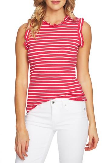 Women's Cece Lettuce Edge Striped Tank - Pink