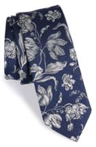 Men's The Tie Bar Floral Swell Silk Skinny Tie, Size - Blue