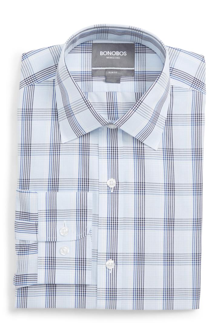Men's Bonobos Daily Grind Slim Fit Plaid Dress Shirt - Blue