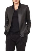Women's Akris Punto Leather Trim Denim Jacket - Black