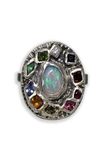 Women's Franny E Jewelry Opal & Mixed Gem Statement Ring