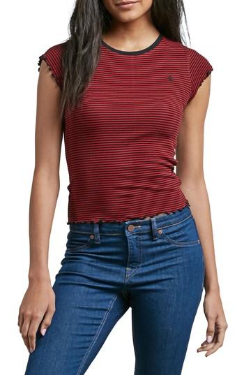 Women's Volcom Colder Shoulder Lettuce Edge Tee - Red