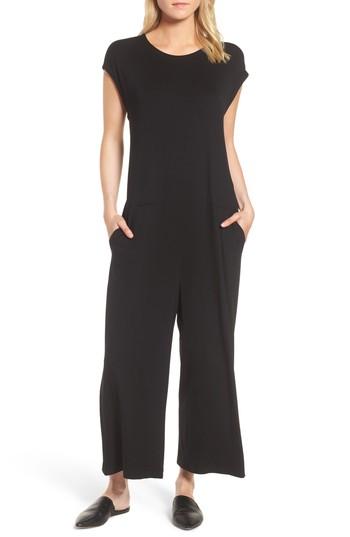 Women's Eileen Fisher Cropped Wide Leg Jumpsuit, Size - Black