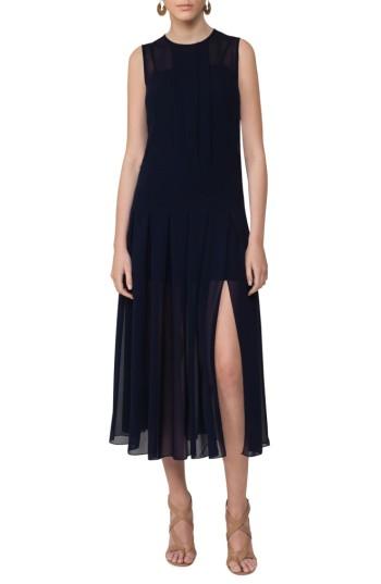 Women's Akris Punto Sheer Pleat Midi Dress - Blue