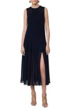 Women's Akris Punto Sheer Pleat Midi Dress - Blue