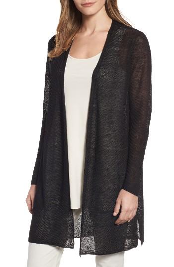 Women's Eileen Fisher Hemp Blend Long Cardigan, Size - Black