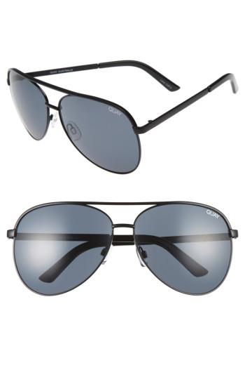Women's Quay Australia Vivienne 64mm Aviator Sunglasses - Black/ Smoke