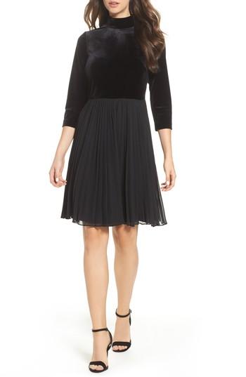 Women's Adrianna Papell Velvet Mock Neck Dress