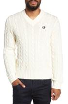Men's Fred Perry Wool Blend Cable Knit Sweater - Ivory