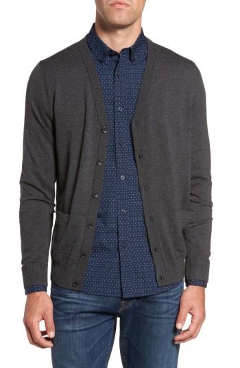 Men's Nordstrom Men's Shop Merino V-neck Cardigan - Grey