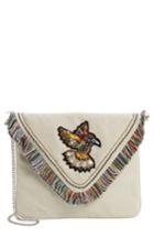 Steve Madden Bird Applique Oversize Envelope Clutch - Beige