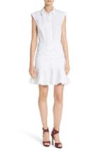 Women's Veronica Beard Bell Ruched Shirtdress - White