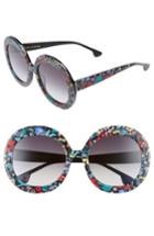 Women's Alice + Olivia Melrose 56mm Round Sunglasses - Chelsea Print/ Black