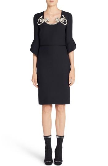 Women's Fendi Embellished Wool & Silk Gazar Dress Us / 38 It - Black