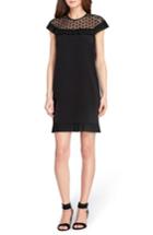 Women's Tahari Lace & Ruffle Trim Shift Dress - Black