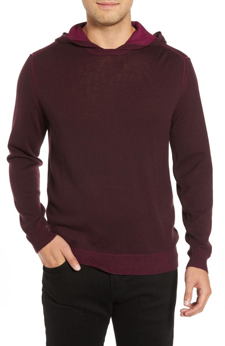 Men's Bugatchi Hooded Pullover Sweater - Purple