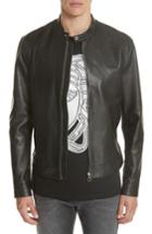 Men's Versace Collection Moto Leather Jacket Eu - Black