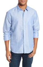 Men's Vilebrequin Linen & Cotton Sport Shirt, Size - Blue