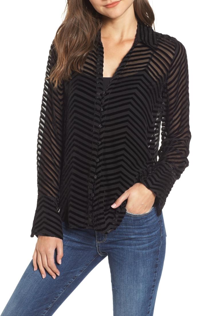 Women's Paige Toscani Velvet Stripe Blouse