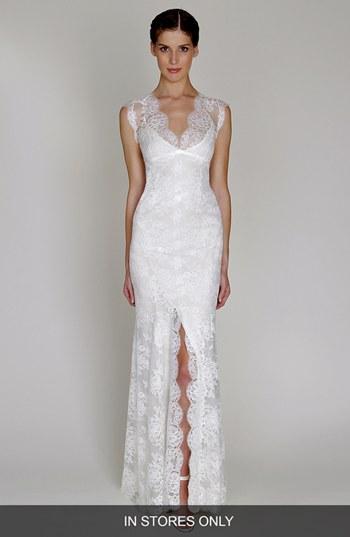 Women's Bliss Monique Lhuillier Chantilly Lace Open Back Wedding Dress