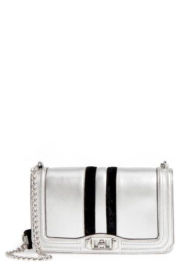 Rebecca Minkoff Love Velvet Stripe Metallic Leather Crossbody Bag -