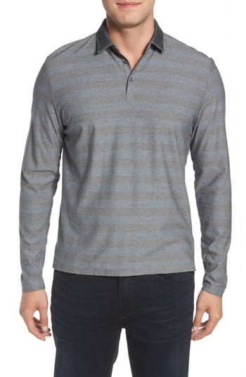 Men's Robert Barakett North Bay Stripe Jersey Polo - Grey
