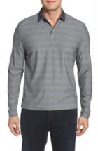 Men's Robert Barakett North Bay Stripe Jersey Polo - Grey