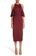 Women's Cushnie Et Ochs Flutter Sleeve Cold Shoulder Pencil Dress - Burgundy